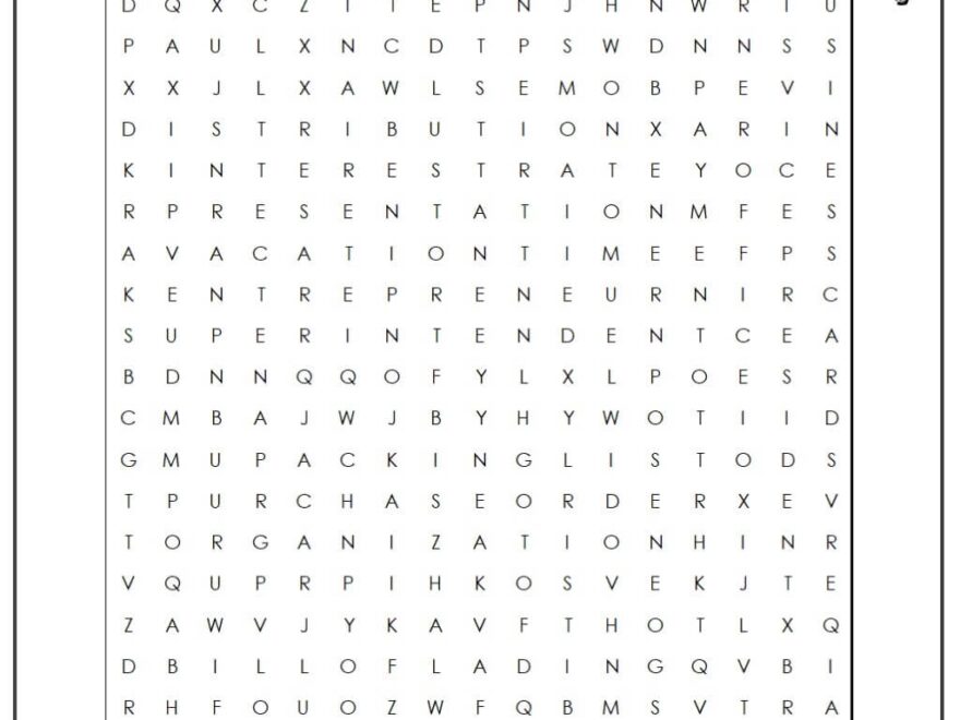 Business And Office Word Search Monster Word Search