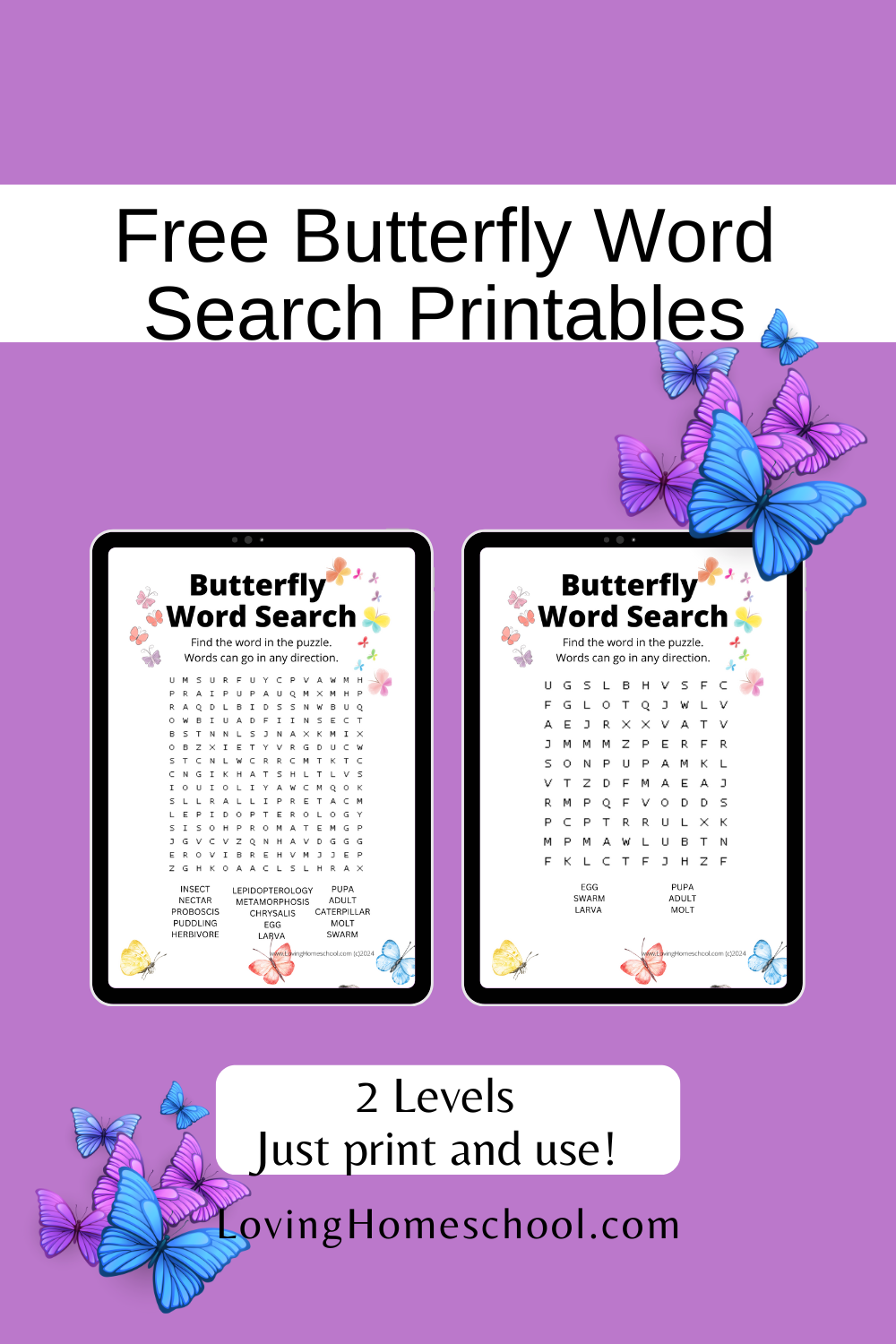 Butterfly Word Search Printables LovingHomeschool