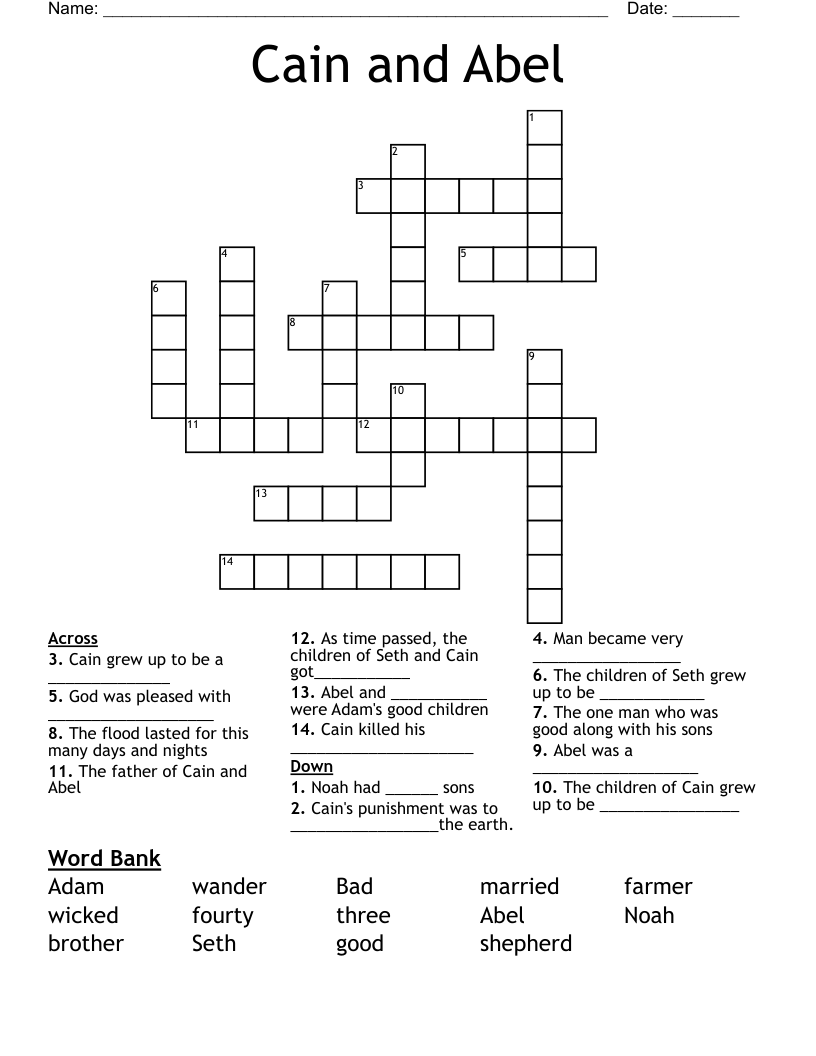 Cain And Abel Crossword WordMint