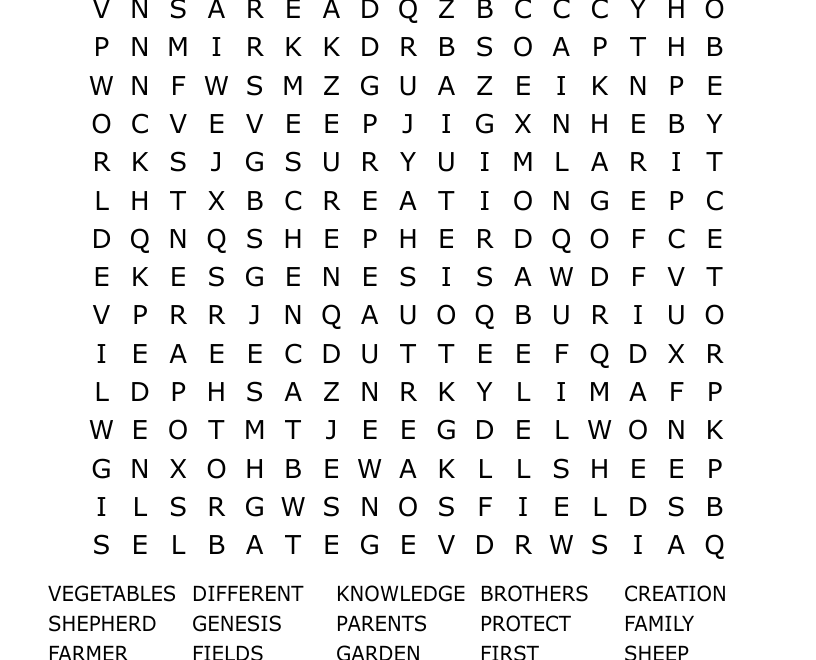 Cain And Abel Word Search WordMint