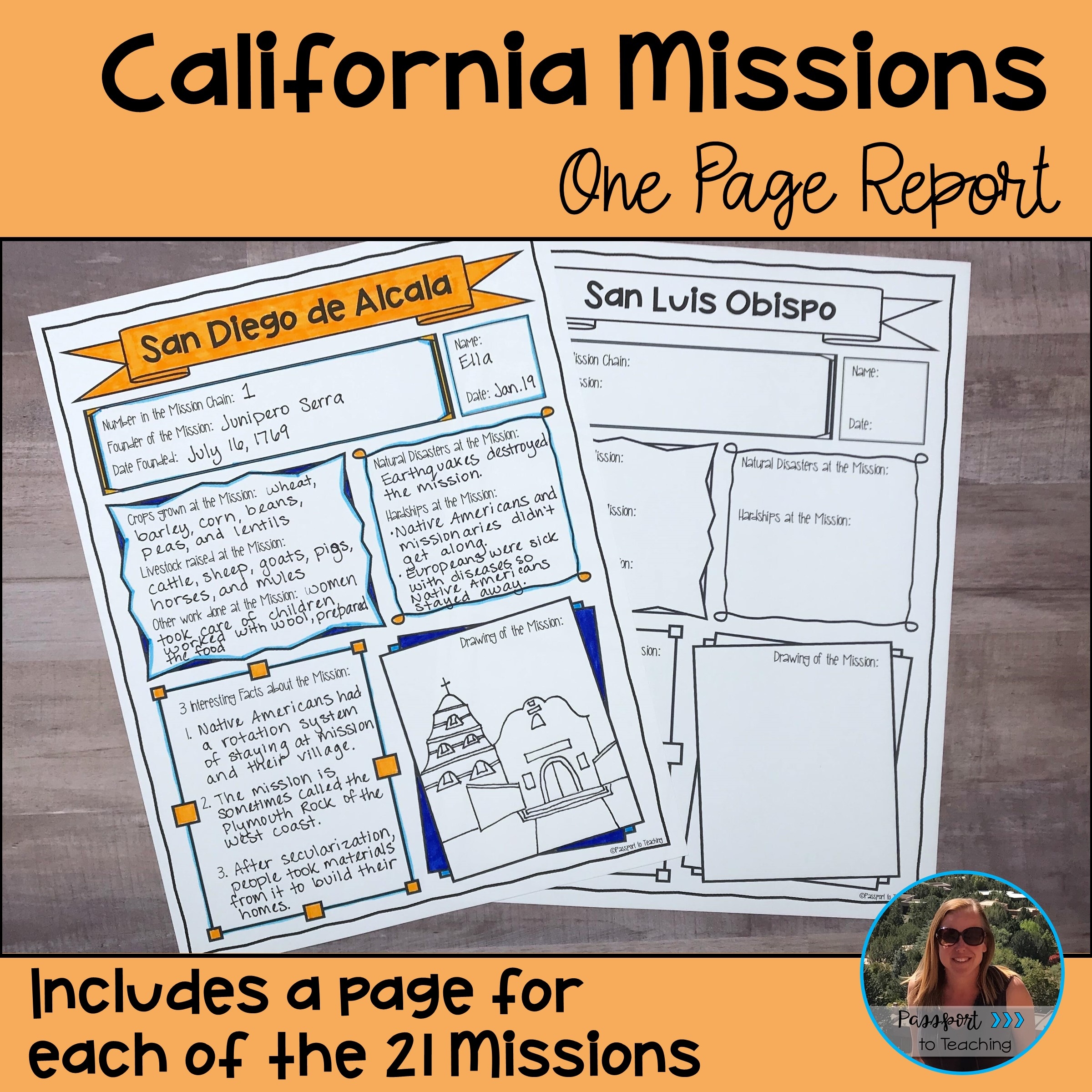 California Missions One Page Report Poster Print And Digital Made By Teachers