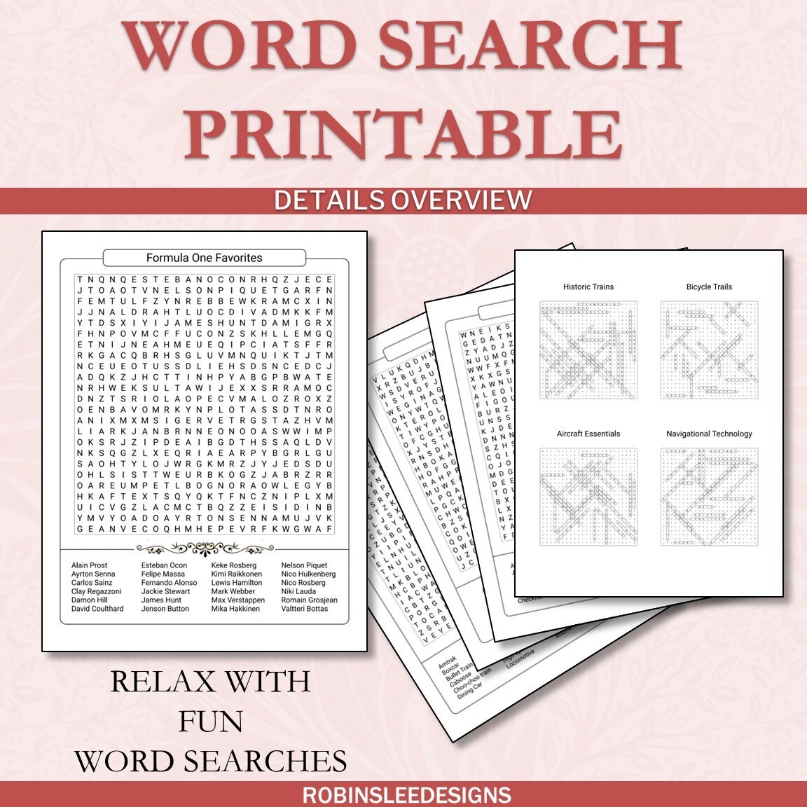 Cars And Transport Word Searches Engaging Puzzles For All Ages Transport Fun Printable Adult Puzzles PDF Etsy