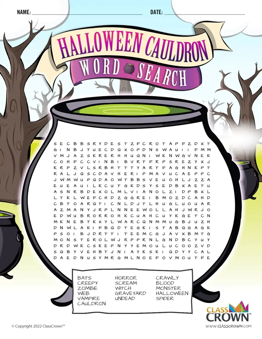 Cauldron Word Search Puzzles ClassCrown