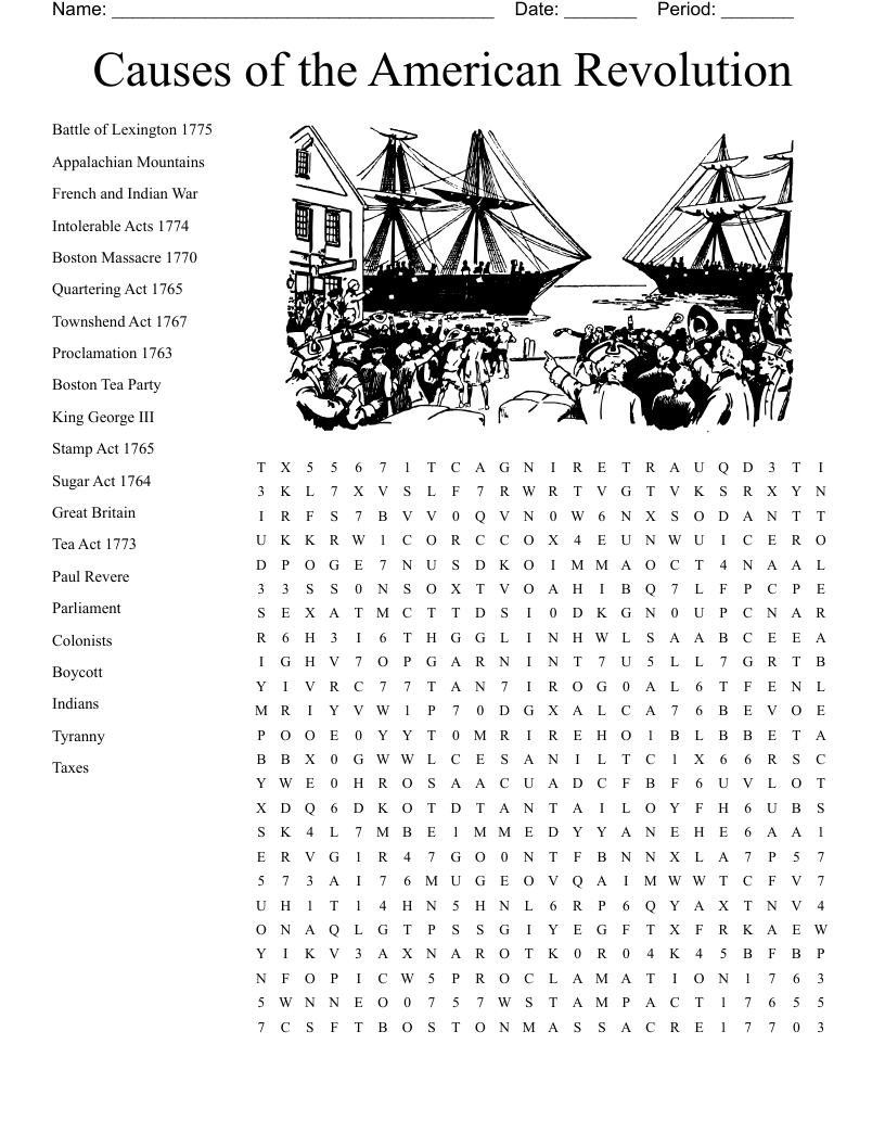 American Revolution Word Search Printable American Revolution Word Search Printable