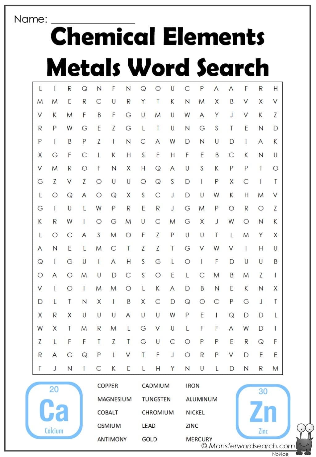 Printable Periodic Table Word Search