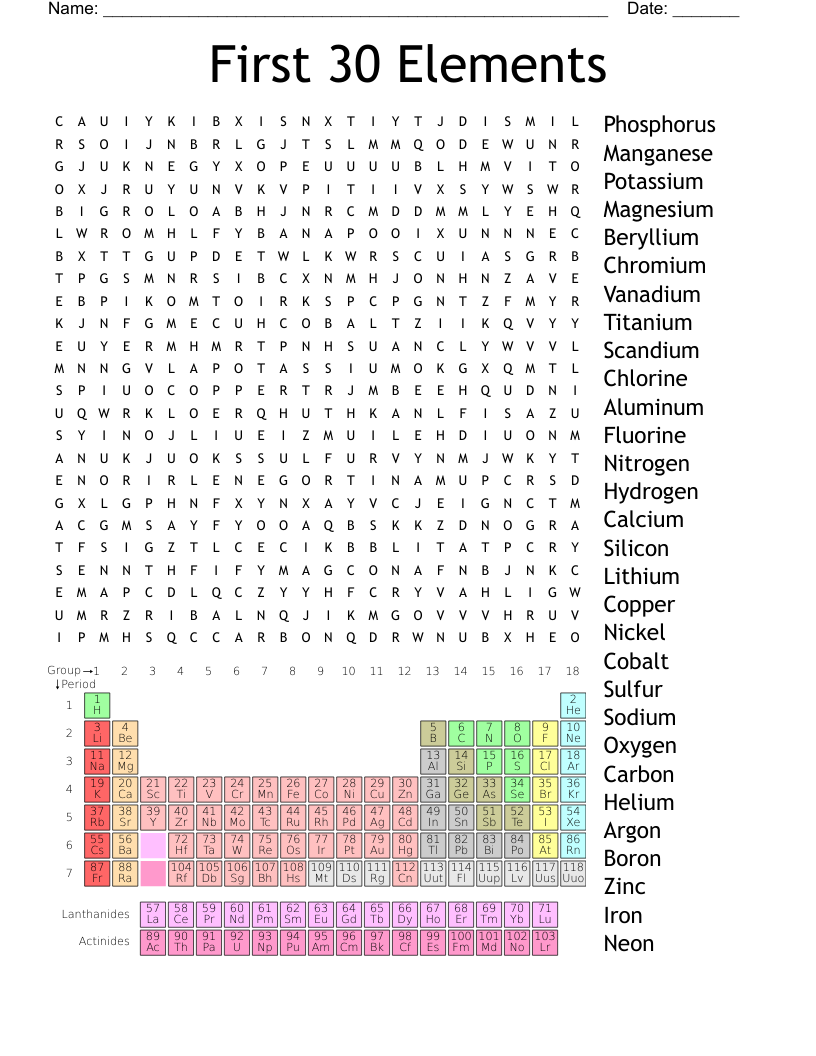 Chemicals Word Search WordMint