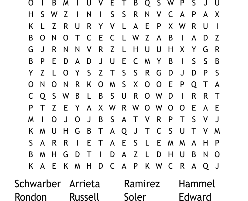 Chicago Cubs Word Search WordMint