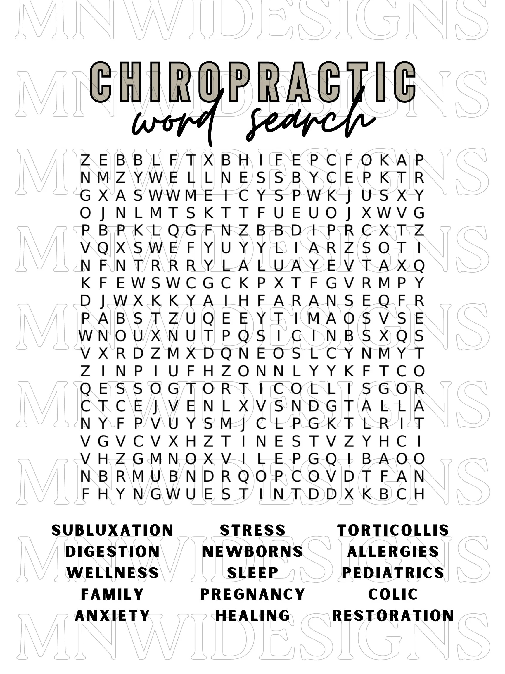 Nervous System Word Search Printable
