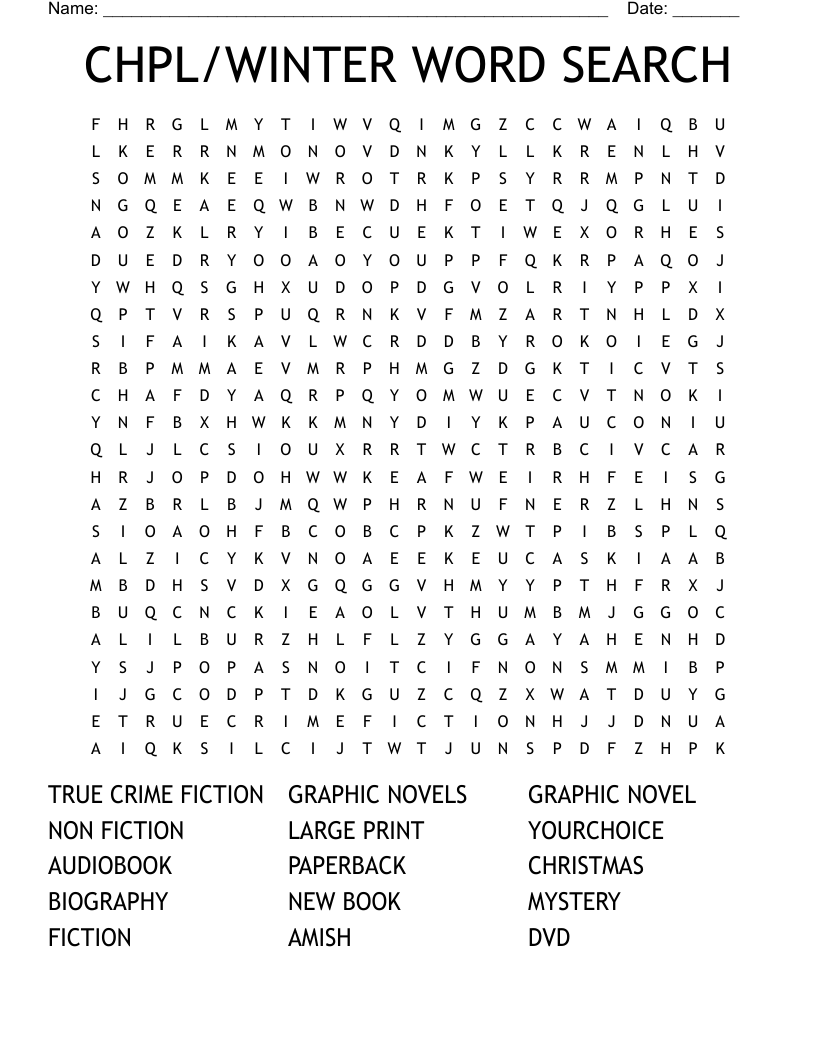 CHPL WINTER WORD SEARCH WordMint
