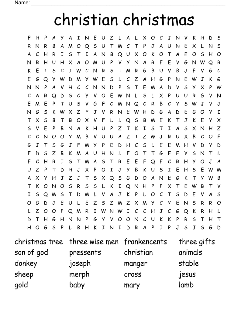 Christian Christmas Word Search WordMint