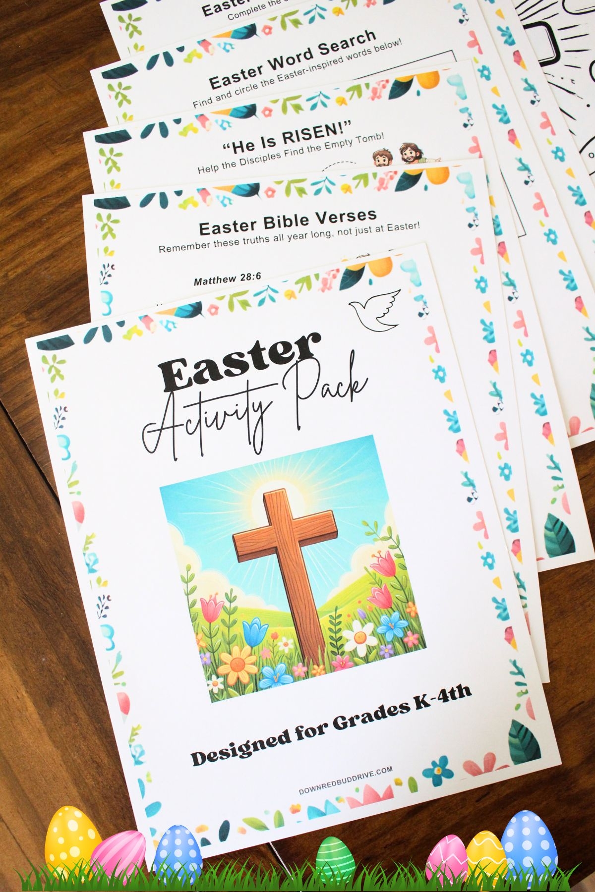 Christian easter activity pack for kids coloring pages word search crossword printable Down Redbud Drive