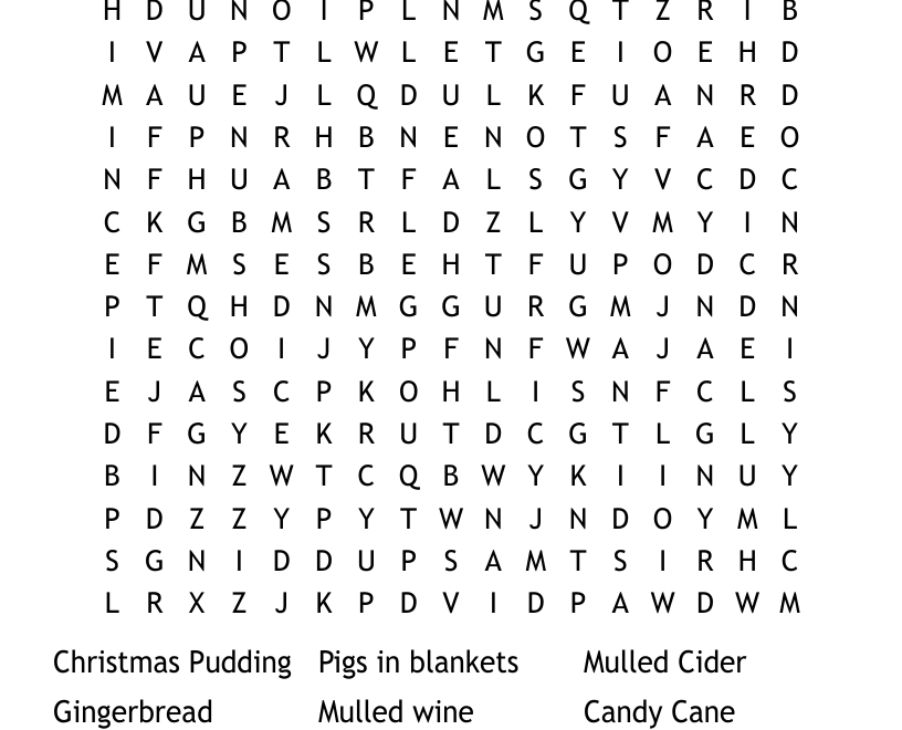 Christmas Food Drink Word Search WordMint