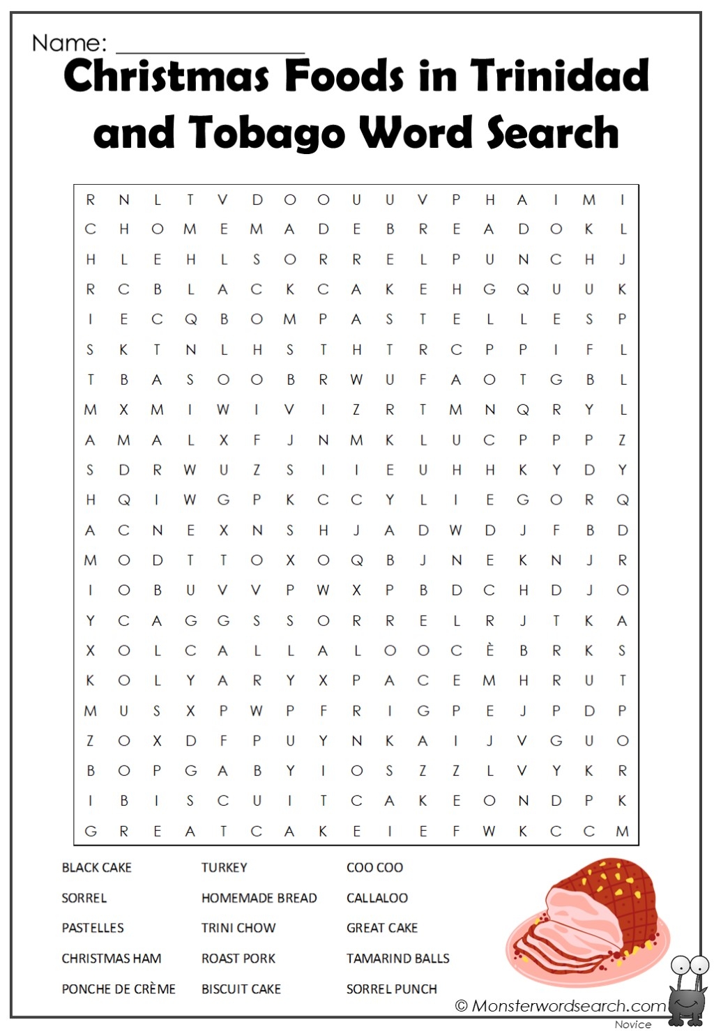 Christmas Foods In Trinidad And Tobago Word Search Monster Word Search