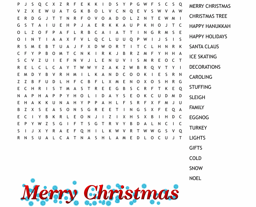 Christmas In July Word Search WordMint