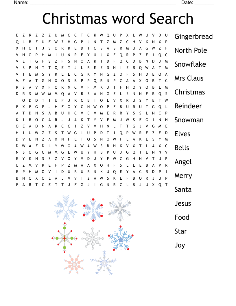 Christmas Joy Word Search WordMint