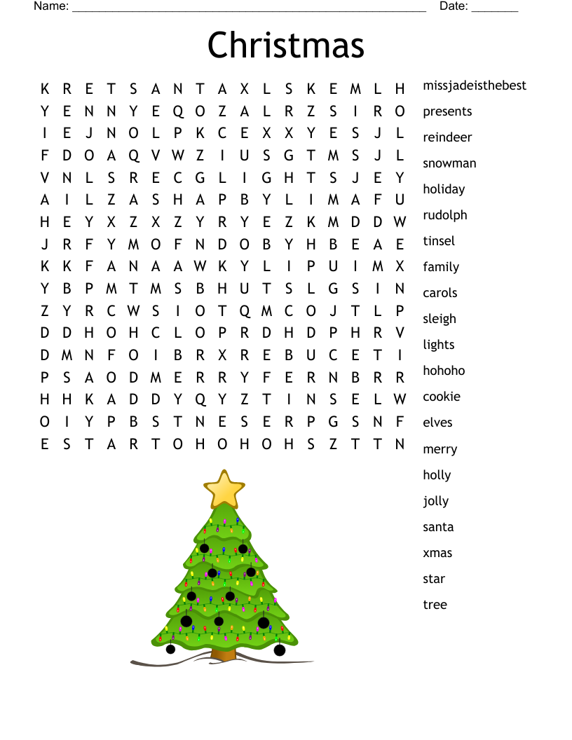 Free Printable Christmas Word Search