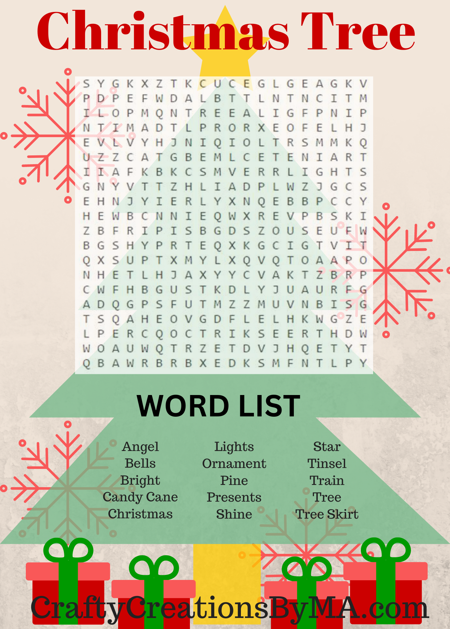 Word Search Puzzle Christmas Printable