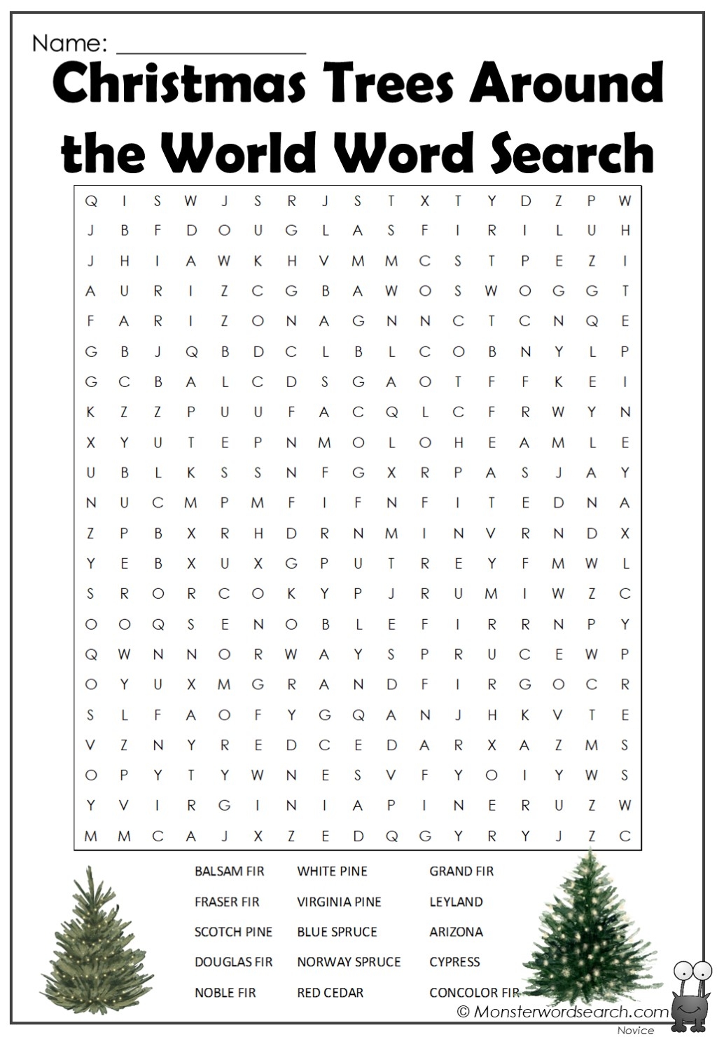 Christmas Trees Around The World Word Search Monster Word Search Christmas Trees Around The World Word Search Monster Word Search