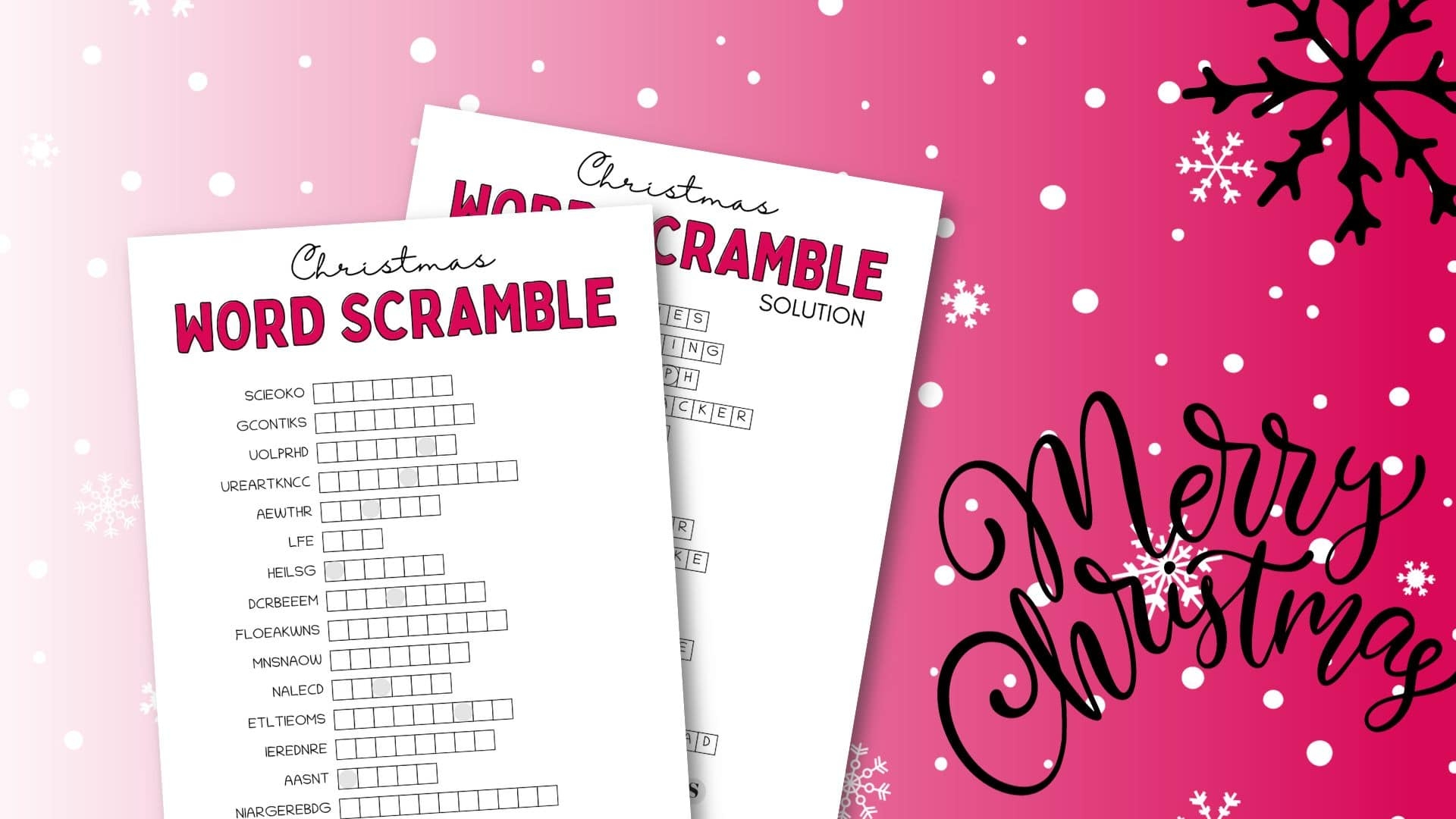 Christmas Word Scramble Cute Free Printable SaturdayGift