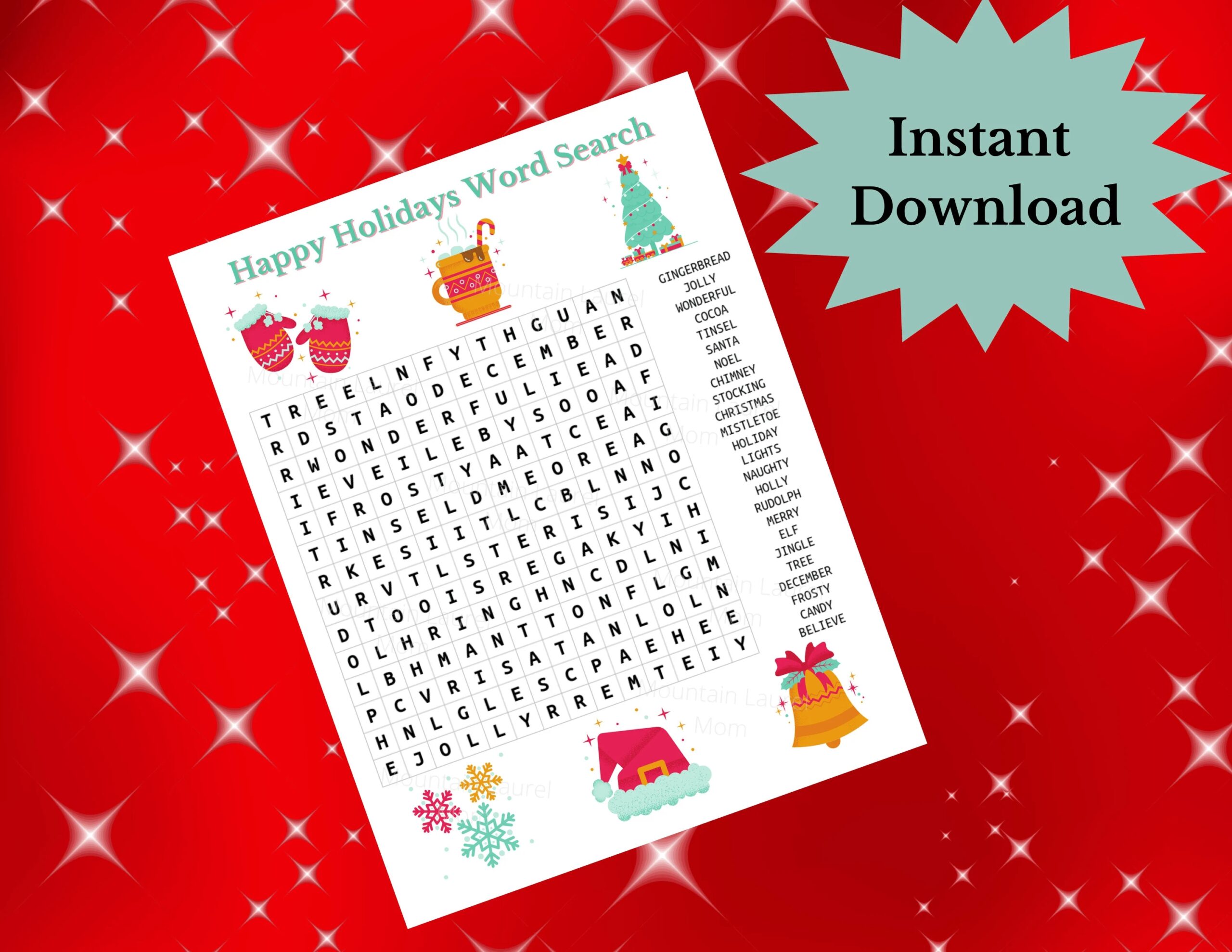 Christmas Word Search Christmas Printable Holiday Word Search Christmas Activities Holiday Holiday Printable Christmas Worksheet Etsy