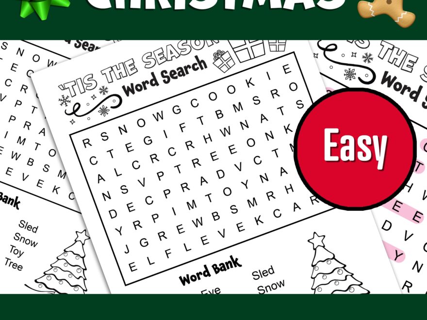 Christmas Word Search Easy Holiday Word Search Puzzle Made By Teachers