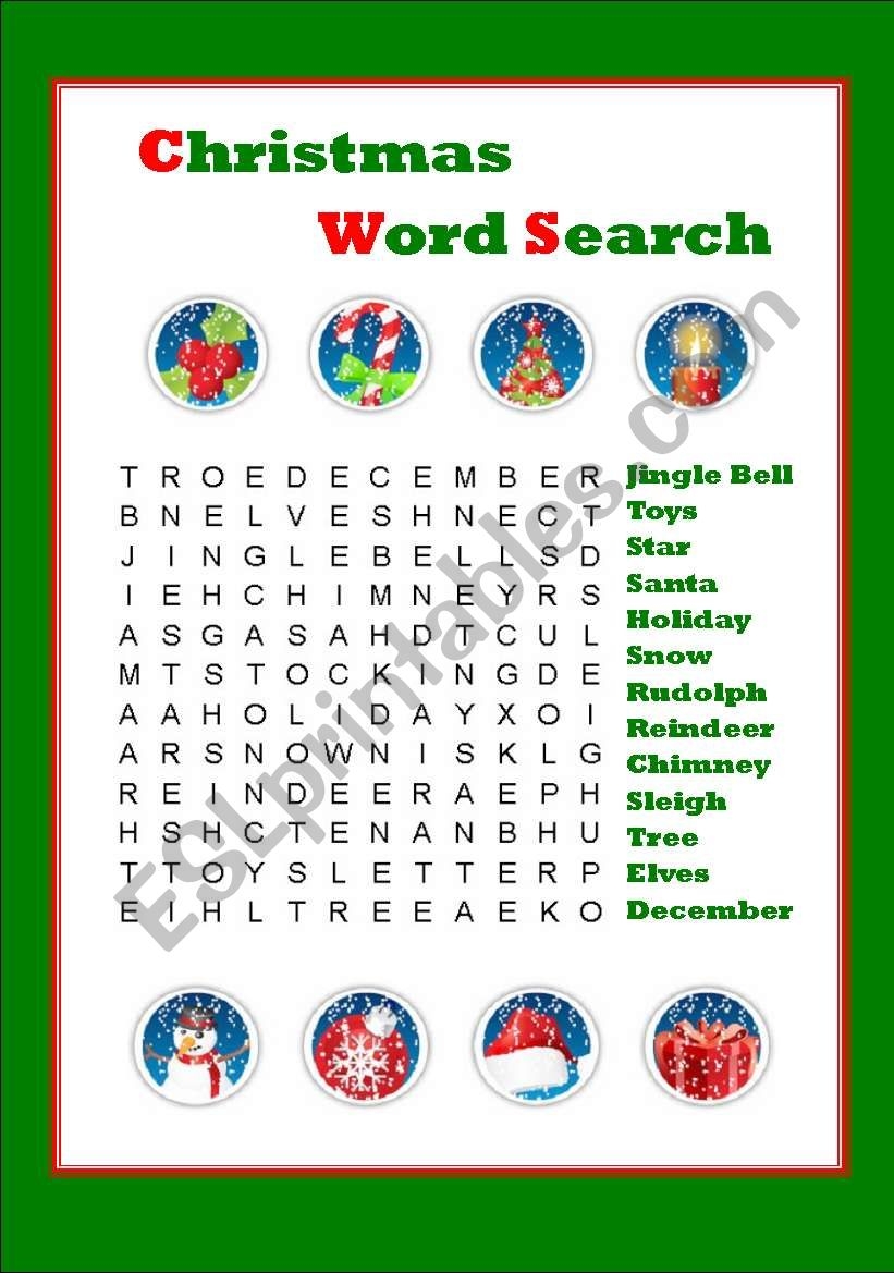 Word Search Puzzles For Christmas Printable