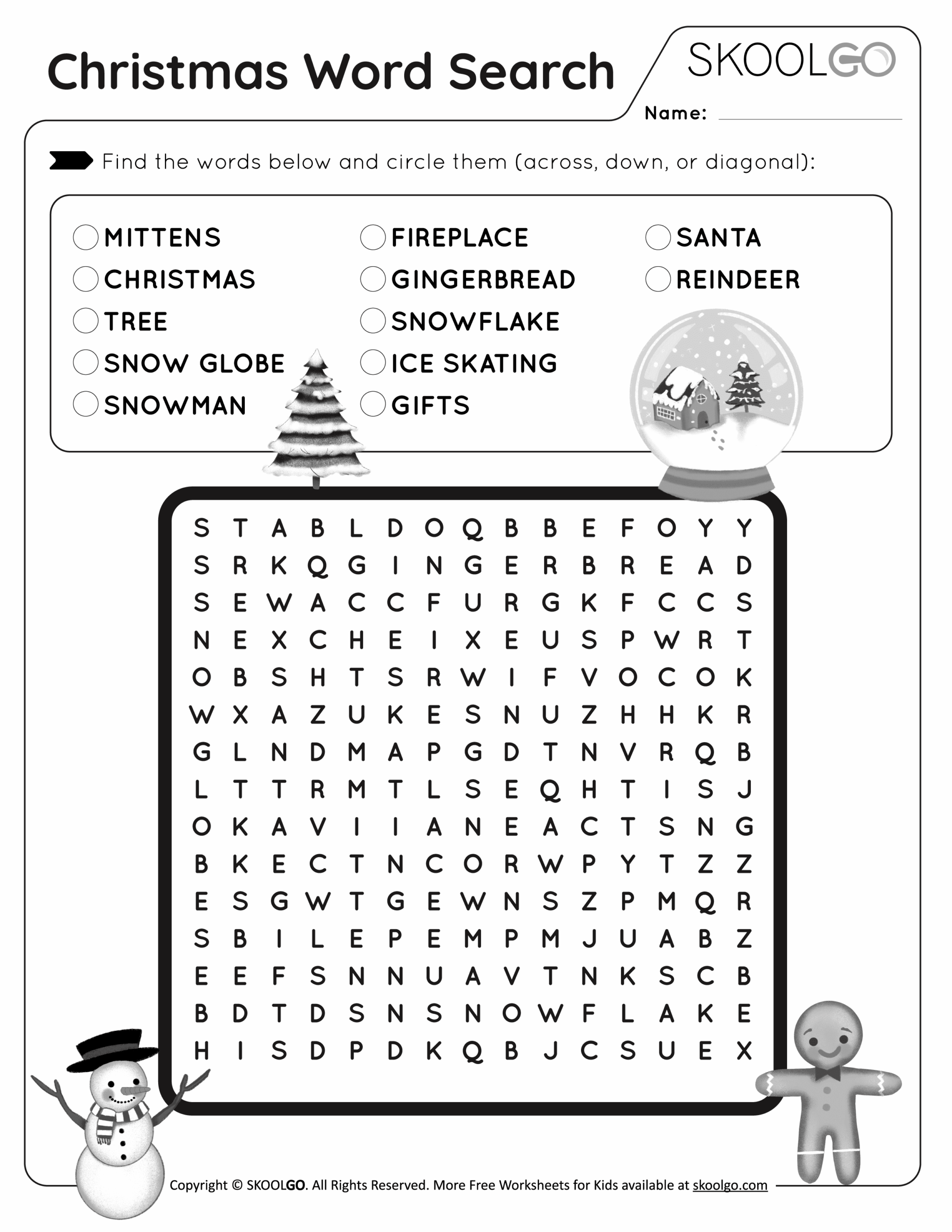 Christmas Word Search Free Game For Kids SKOOLGO