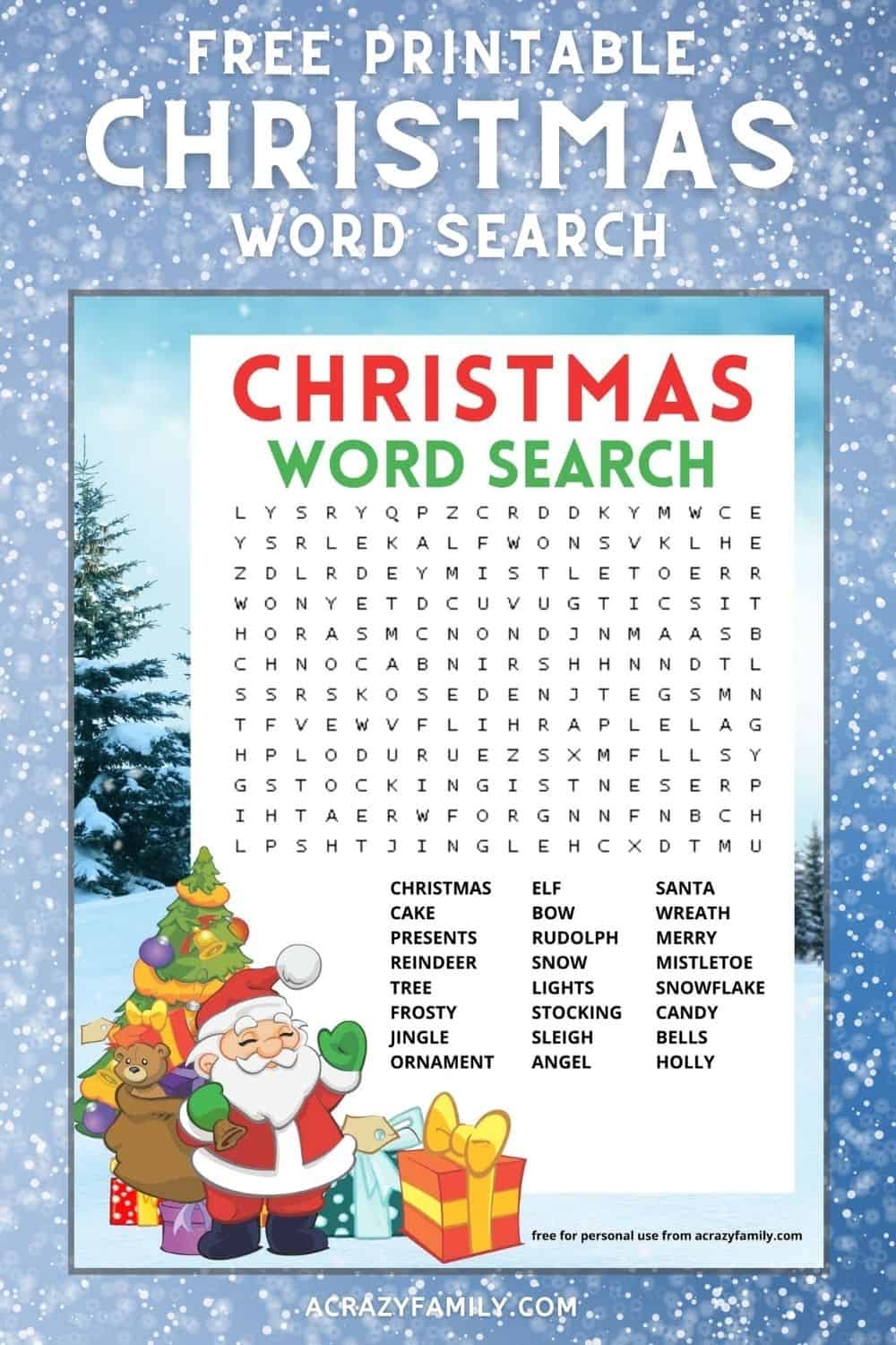 Christmas Word Search Free Printable A Crazy Family
