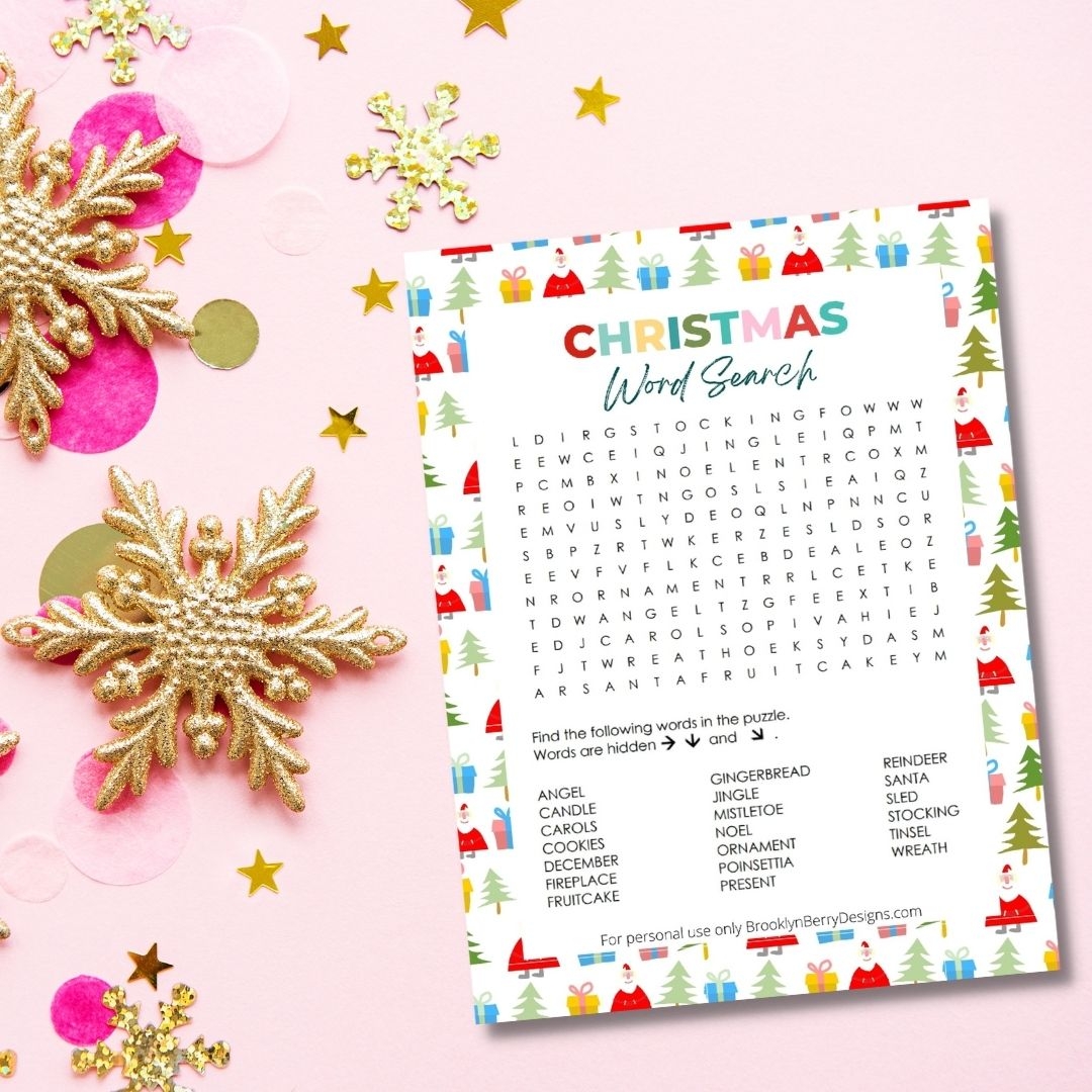 Christmas Word Search Free Printable Brooklyn Berry Designs