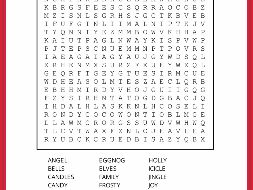 Christmas Word Search Free Printable PDF Puzzles DIY Projects Worksheets Library