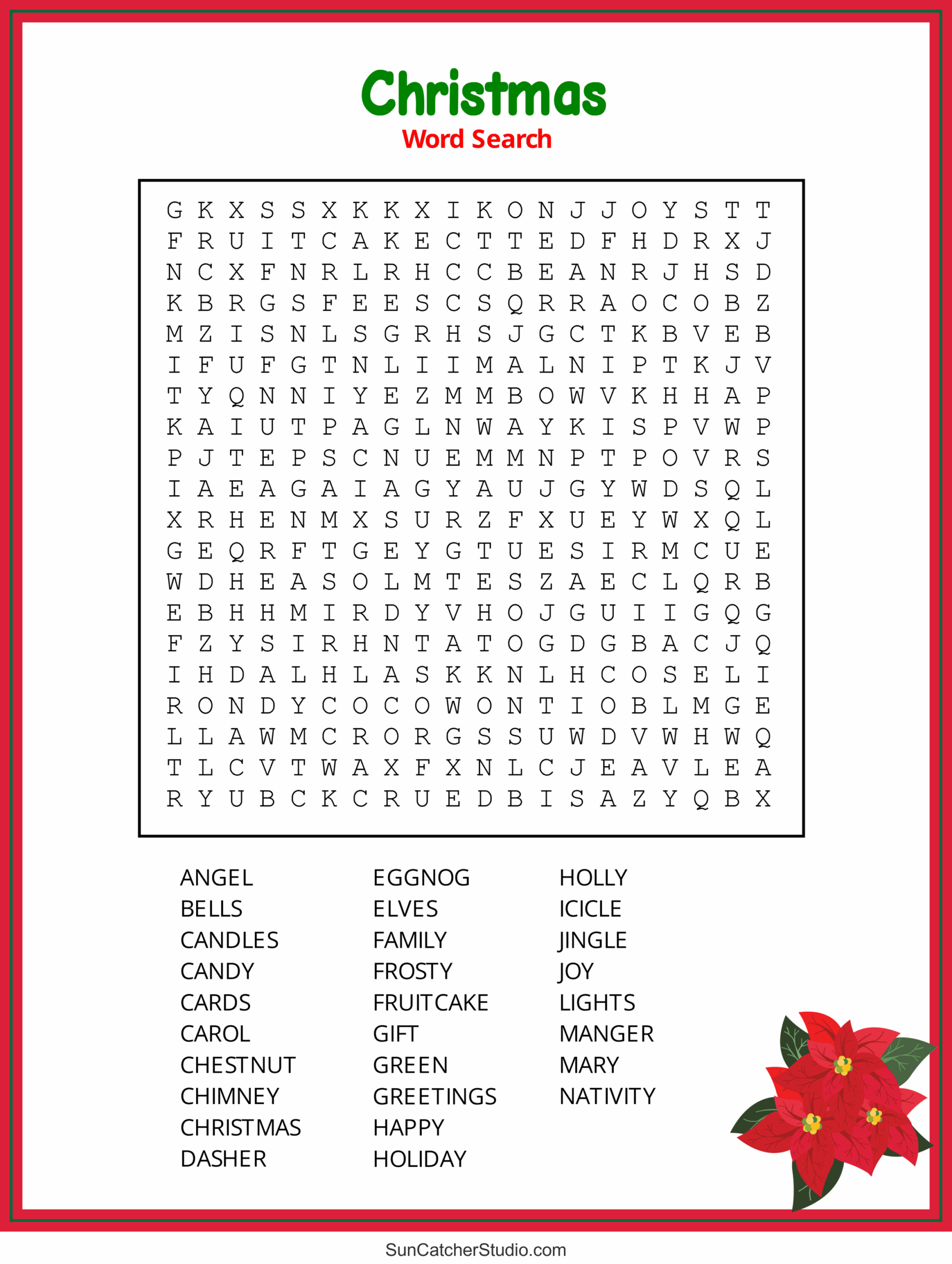 Christmas Word Search Free Printable PDF Puzzles DIY Projects Worksheets Library
