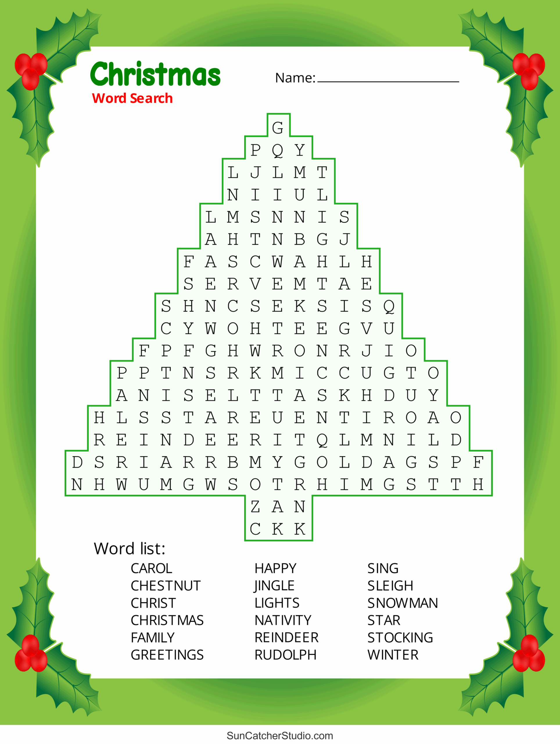 Christmas Word Search Free Printable PDF Puzzles DIY Projects Worksheets Library