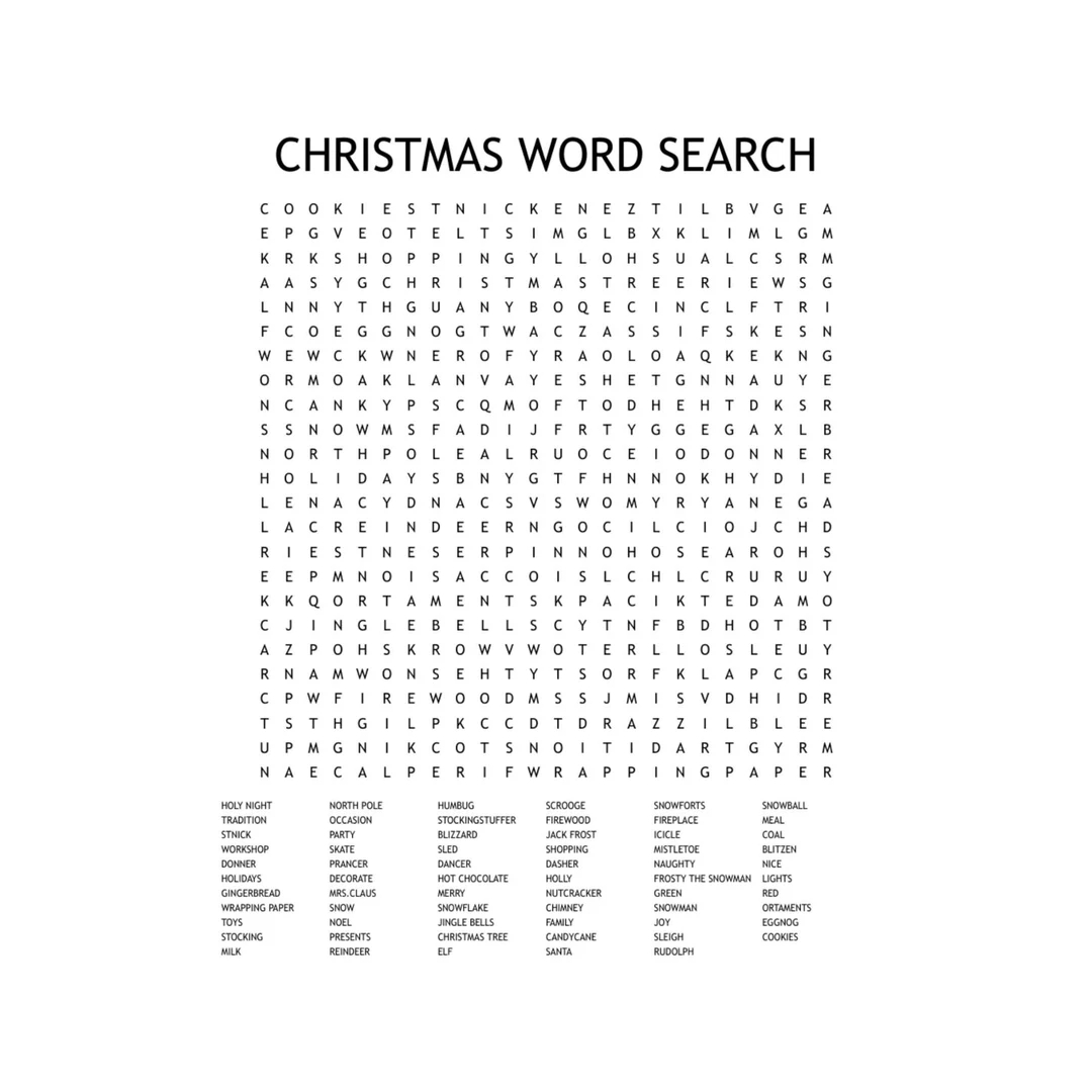 Christmas Word Search Printable Download PDF Instant Digital Download Christmas Party Game Kid s Activity Classroom Activity Etsy Sweden