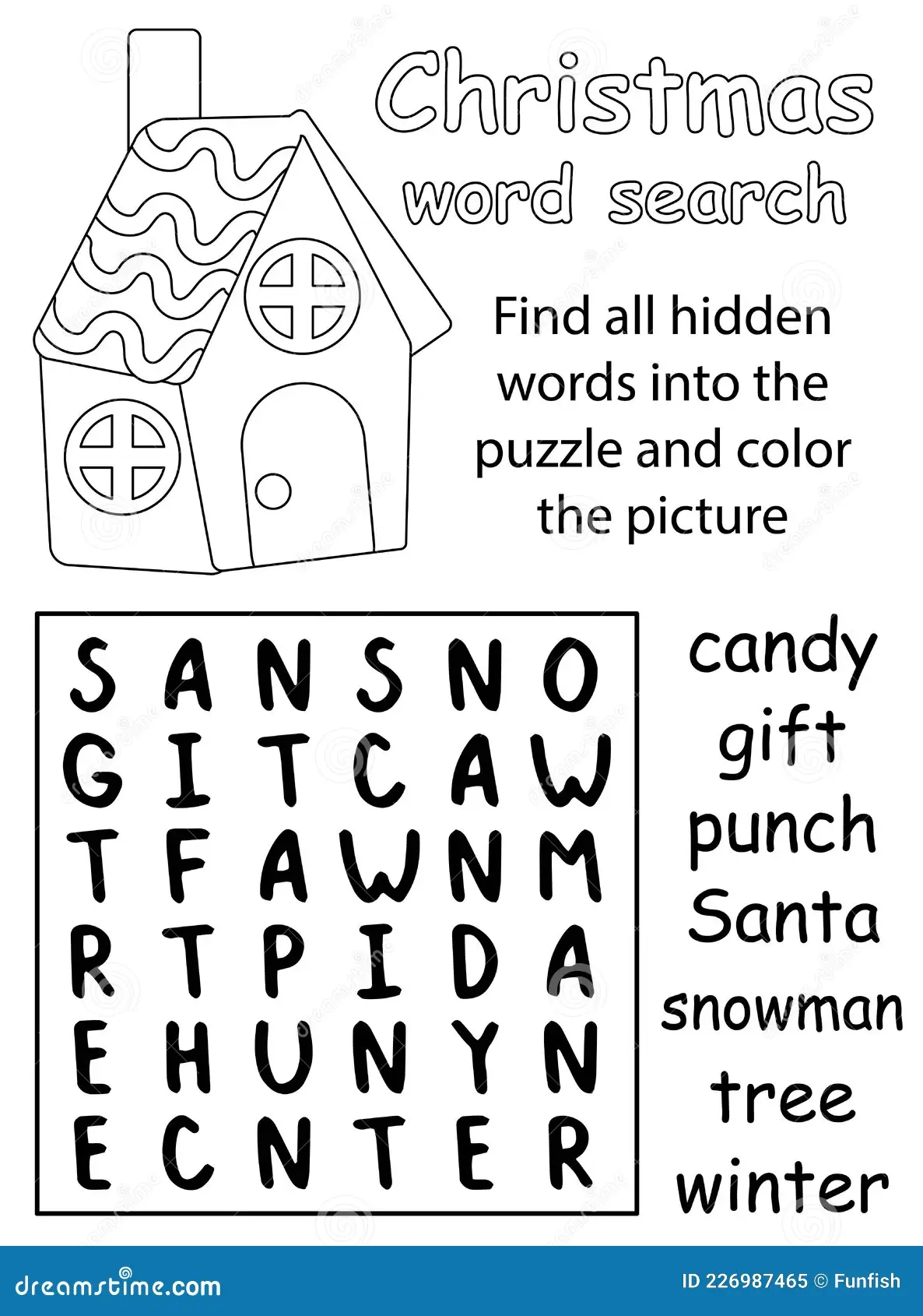 Christmas Word Search Puzzle Black And White Activity Page For Children Vector Illustration Stock Vector Illustration Of Kids Colorless 226987465
