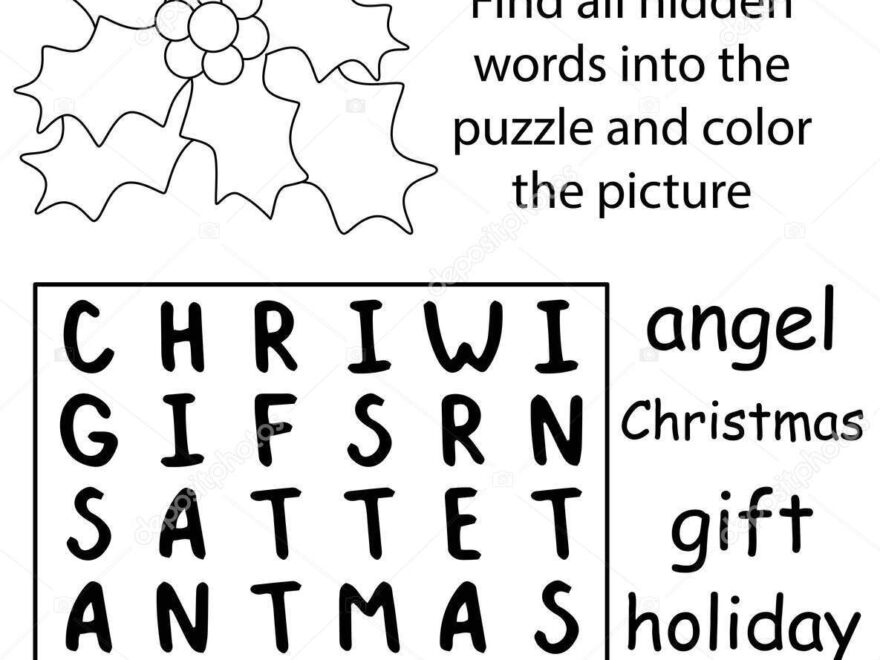Christmas Word Search Puzzle For Kids Black And White Version With Coloring Page Vector Illustration Find All Hidden Words Into The Puzzle And Color The Picture Stock Vector By Funfish yandex ru 507898070