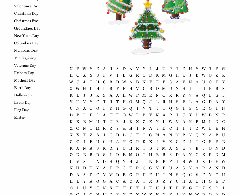 Christmas Word Search WordMint