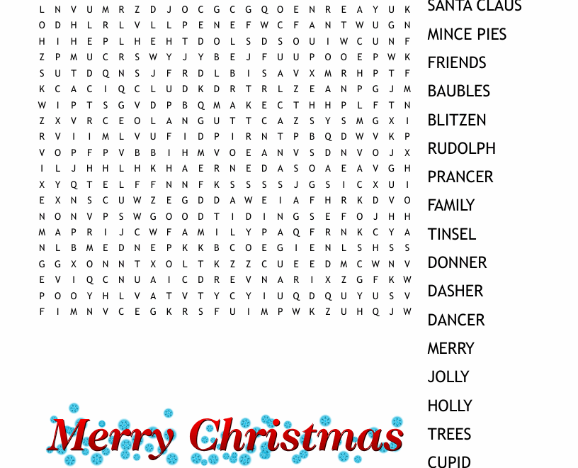 CHRISTMAS Word Search WordMint