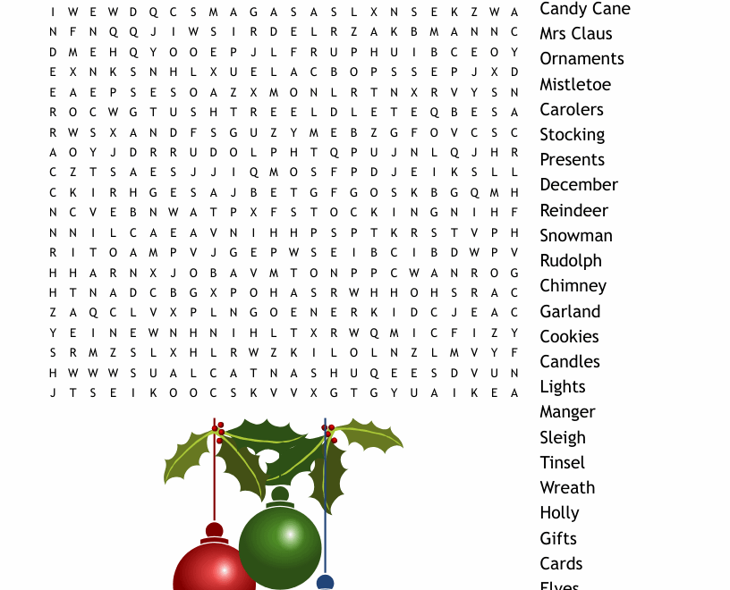 Christmas Word Search WordMint
