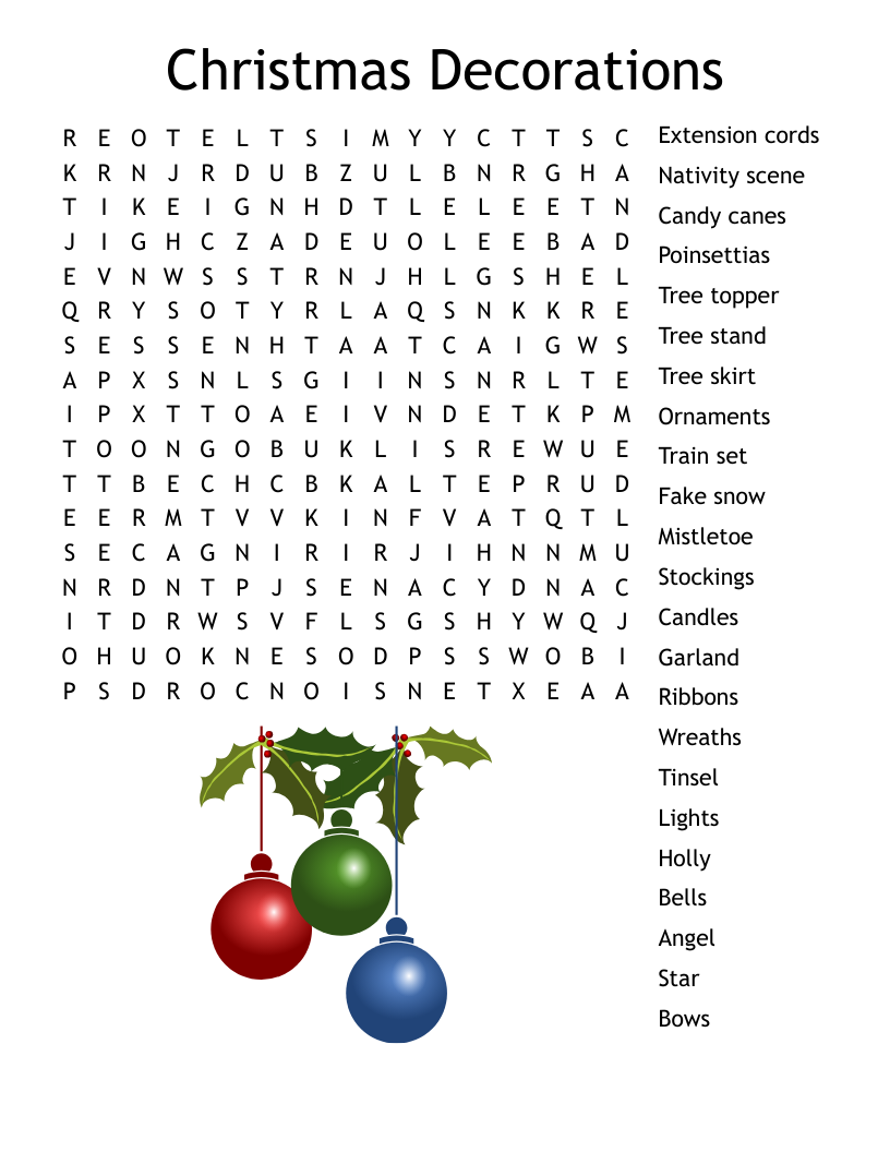 Challenging Christmas Word Search Printable
