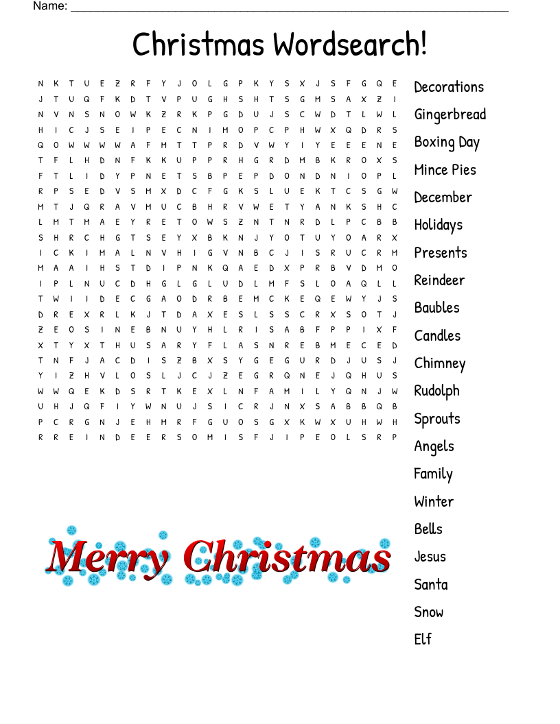 Christmas WordSearch WordMint