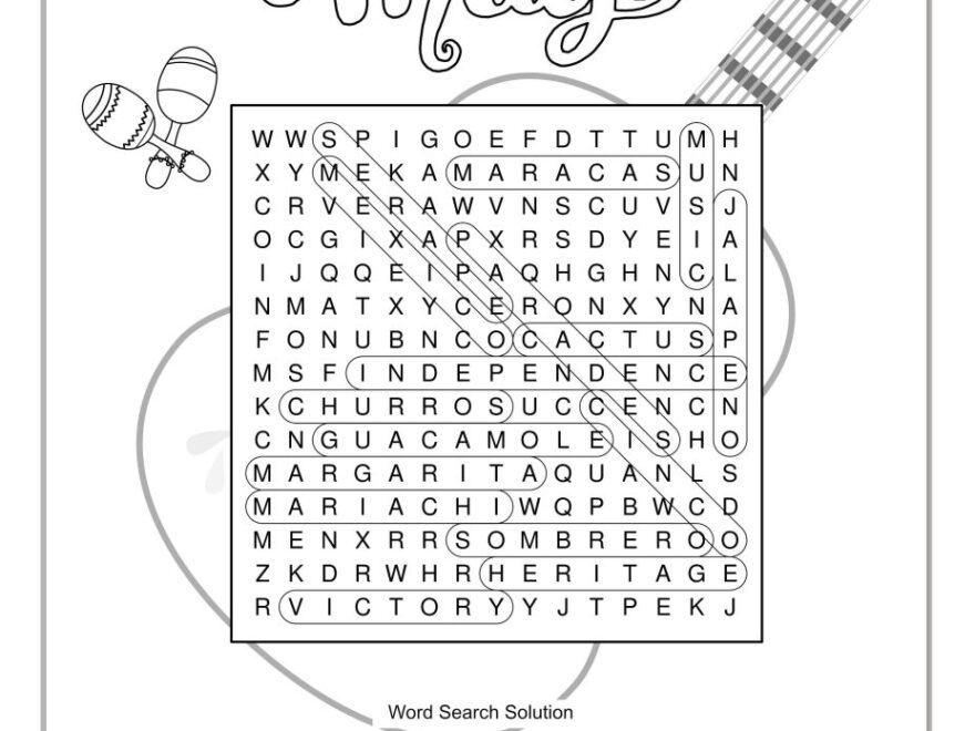 Cinco De Mayo Word Search Free Printable Puzzle Artsy Pretty Colors