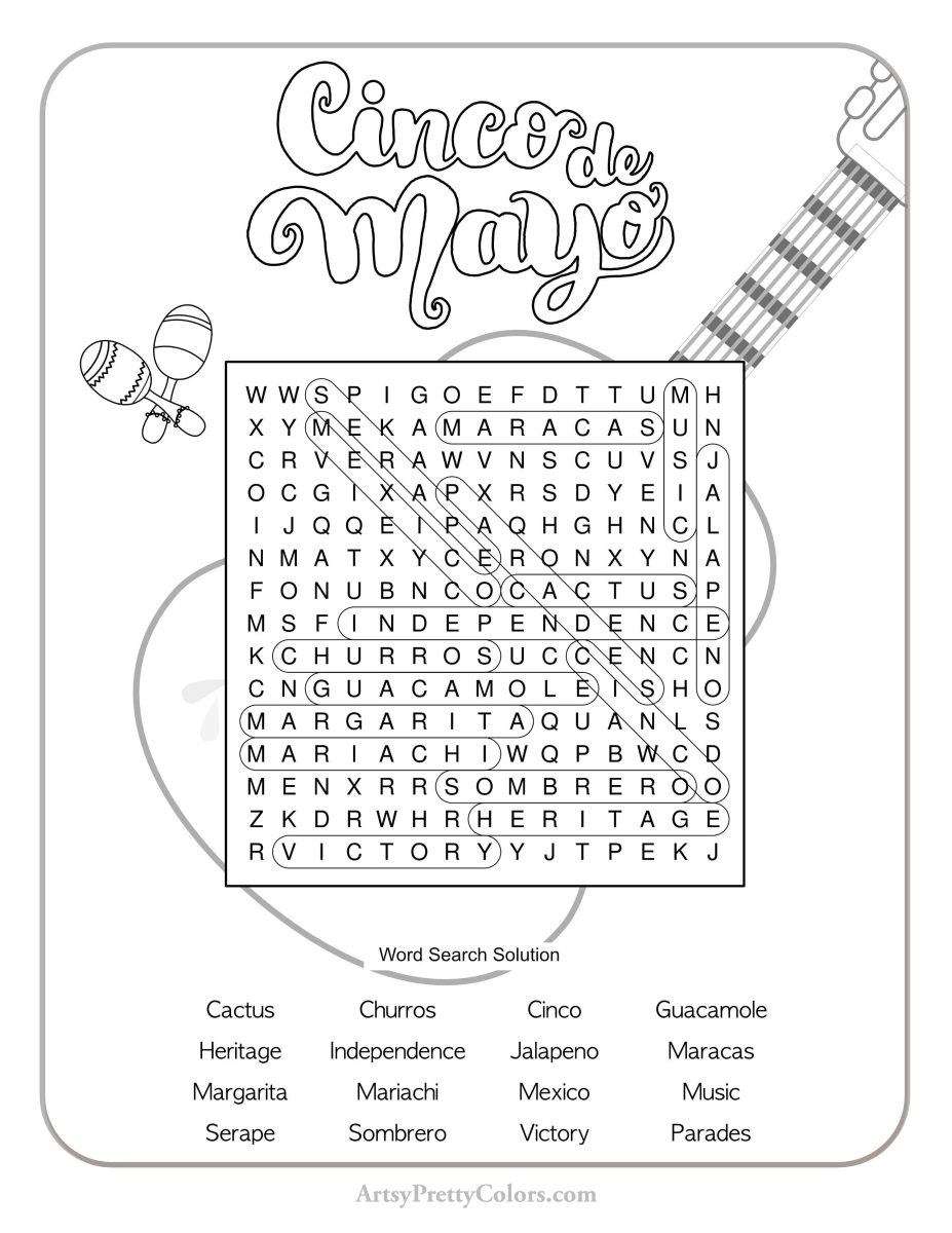 Cinco De Mayo Word Search Free Printable Puzzle Artsy Pretty Colors