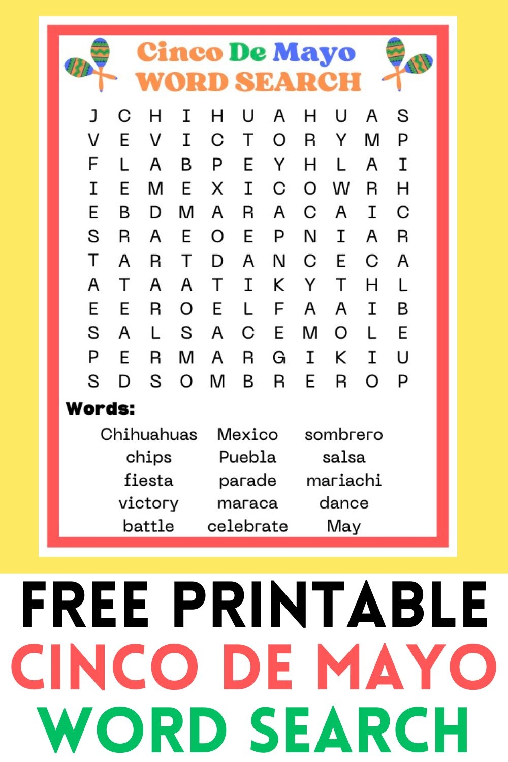 Cinco De Mayo Word Search Free Printable 