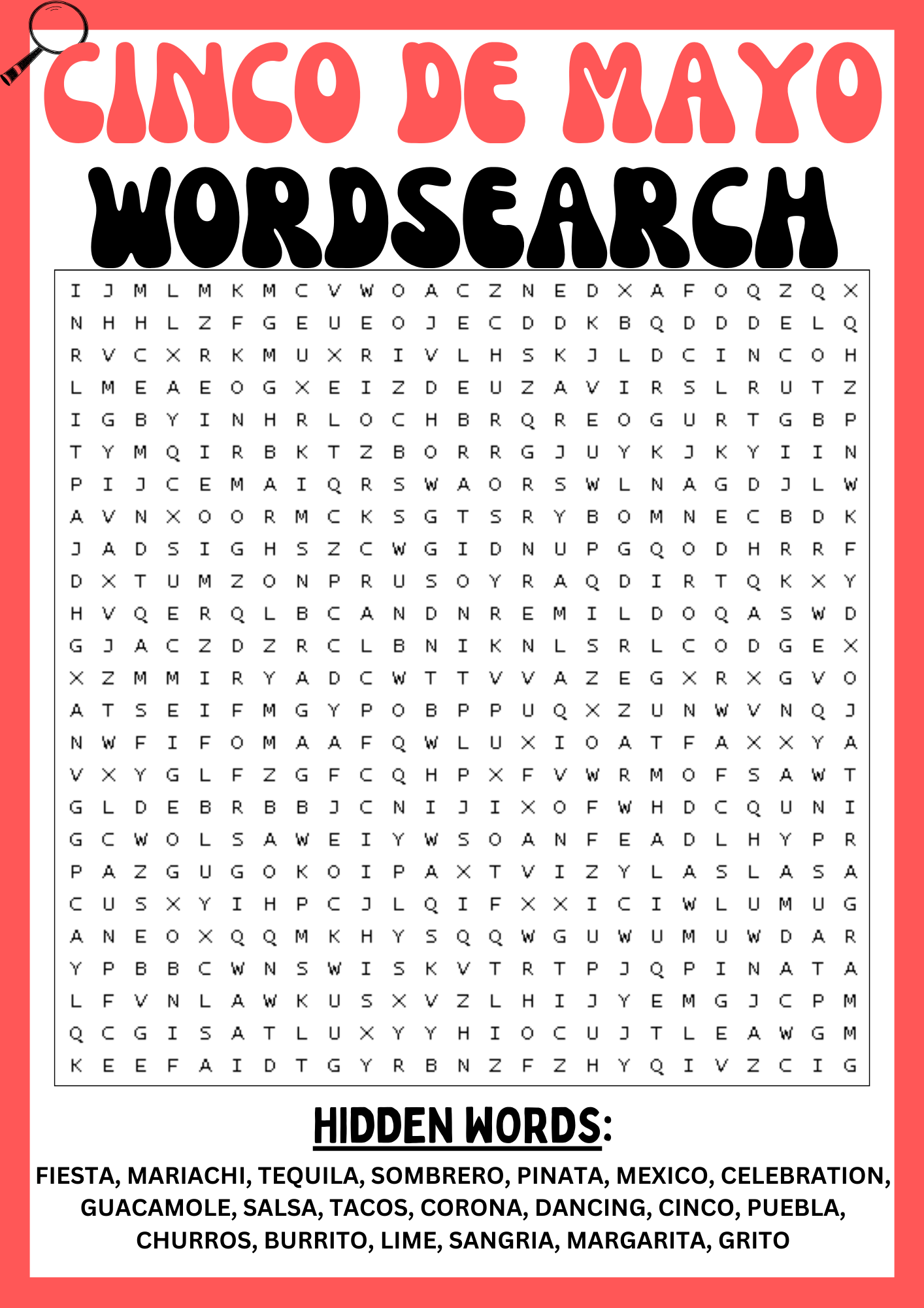 CINCO DE MAYO Wordsearch Puzzle Worksheet Printables Activity Made By Teachers