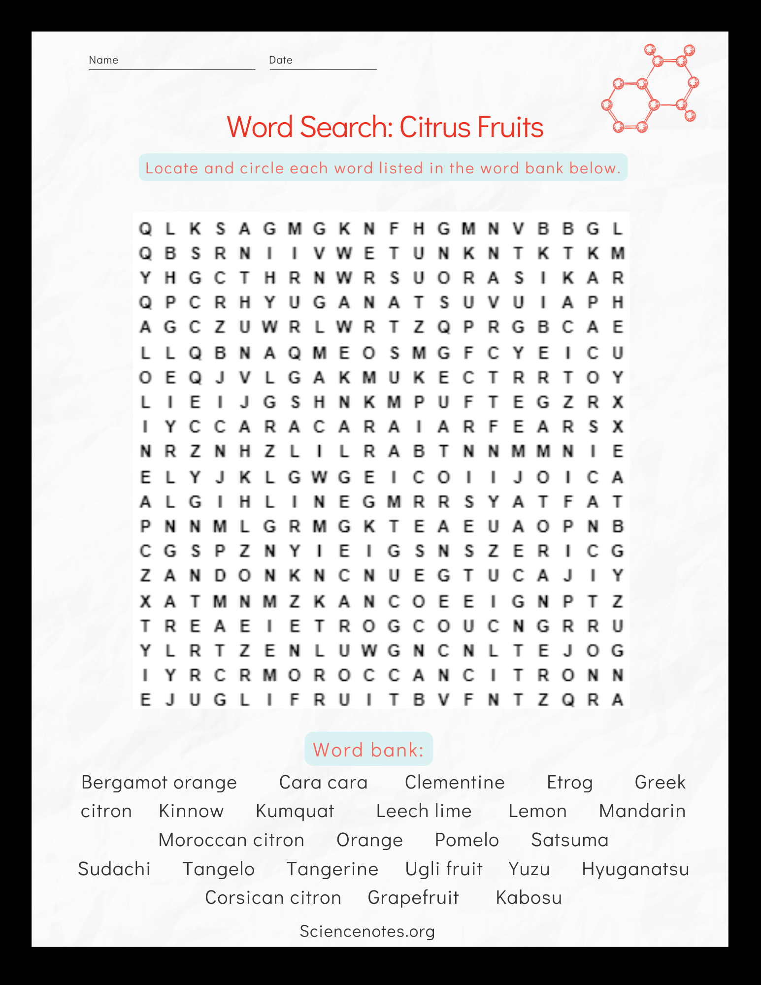 Word Search Printable Sheets