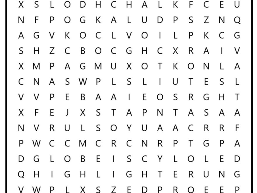 Classroom Objects Vocabulary Word Search For Kids And ESL 16 Words Free PDF Download Ezpzlearn