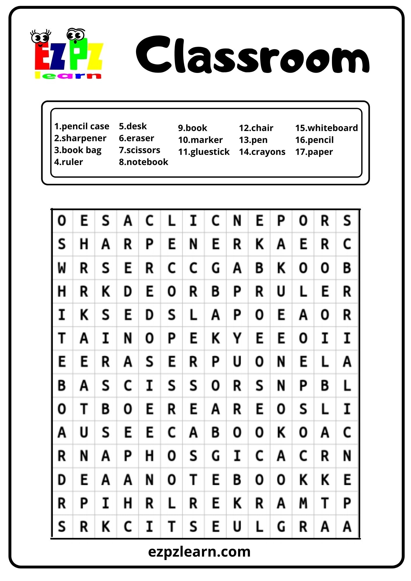 Printable School Christms Word Search