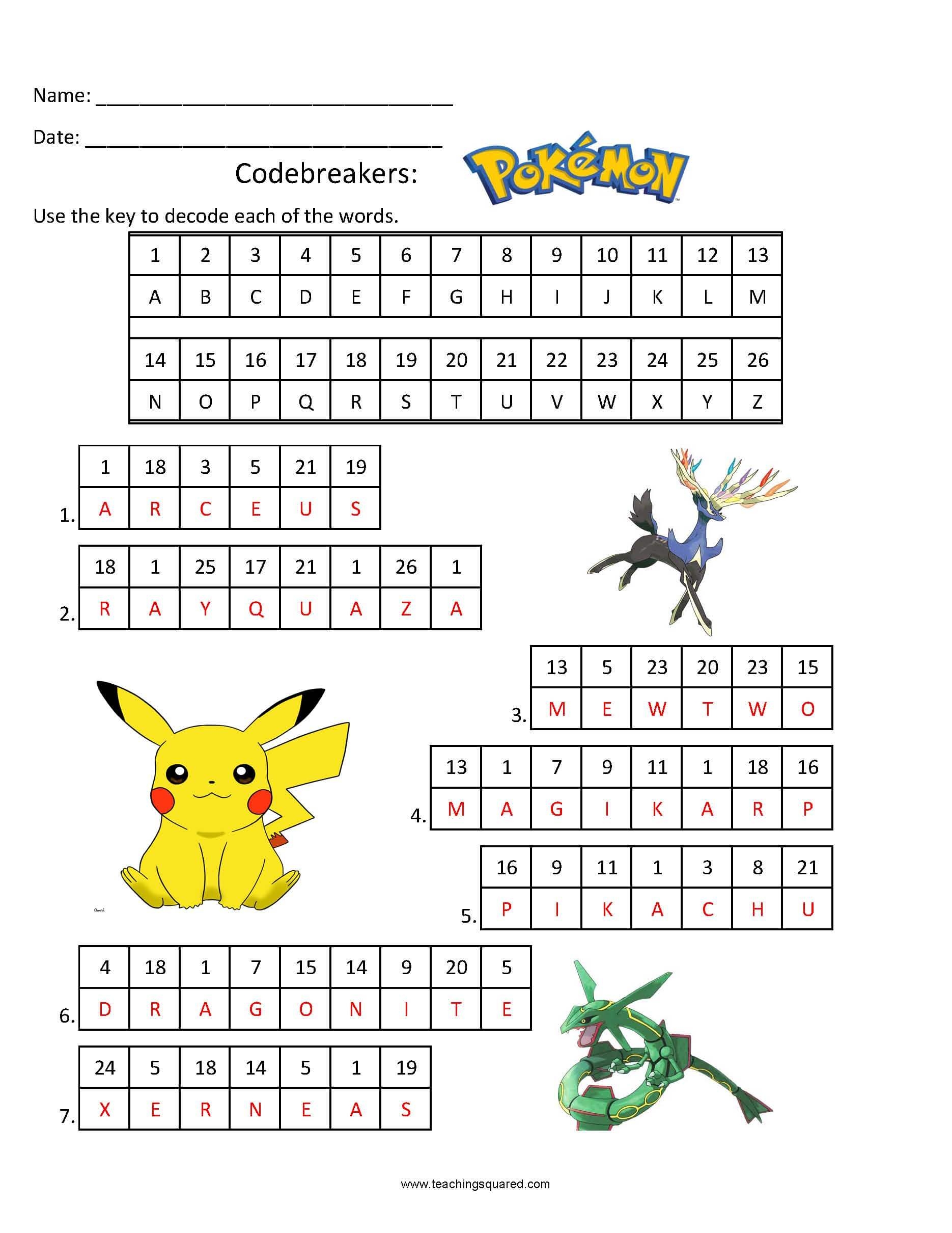 Printable Word Search For Kids Pokemon