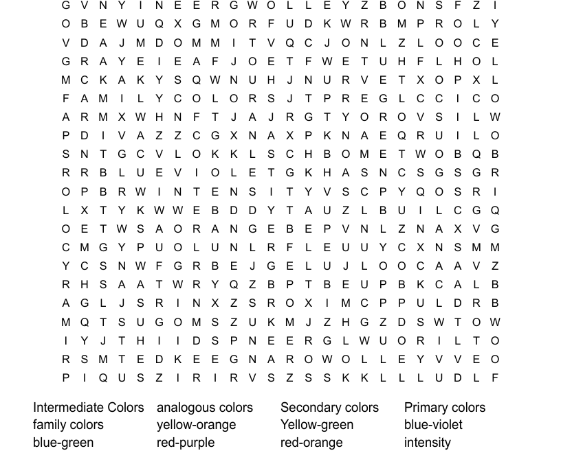 Color Wheel Word Search WordMint