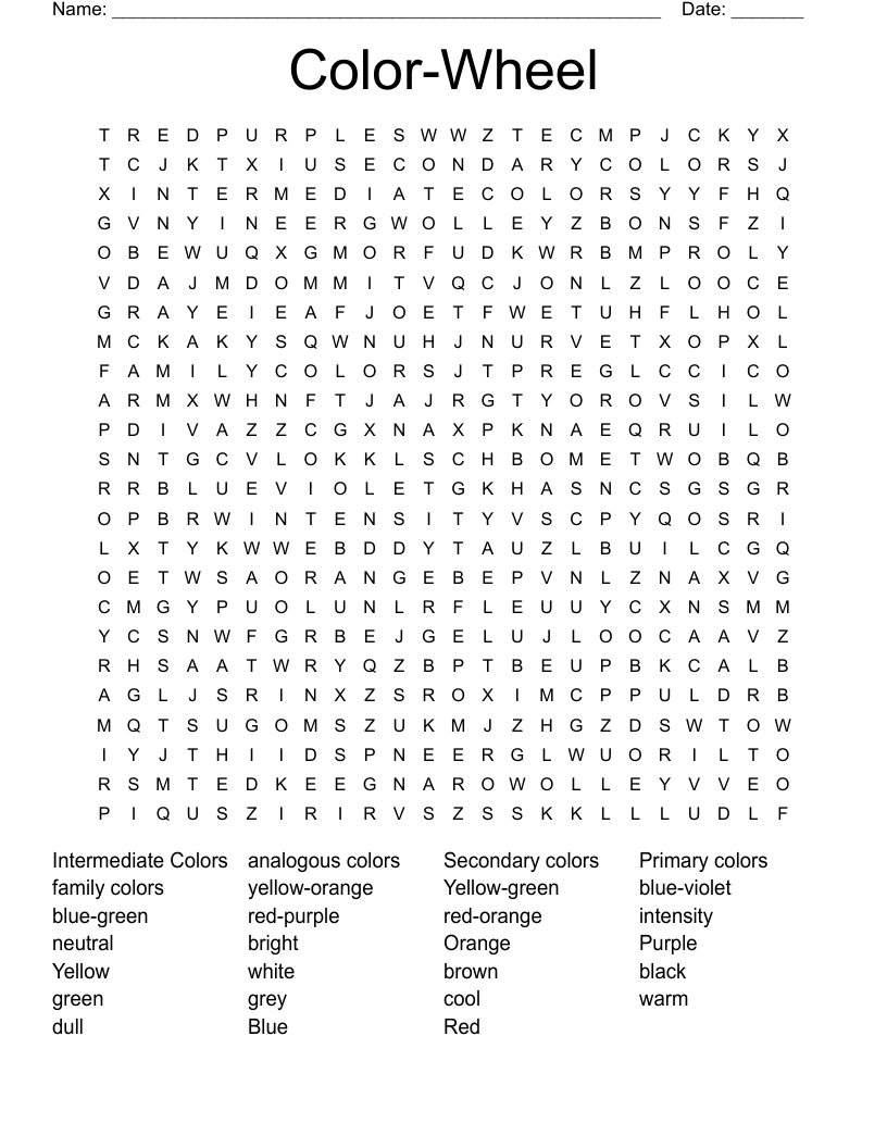 Color Wheel Word Search WordMint